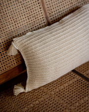 Elm crochet lumbar cushion cover, handmade by artisans at Mango House